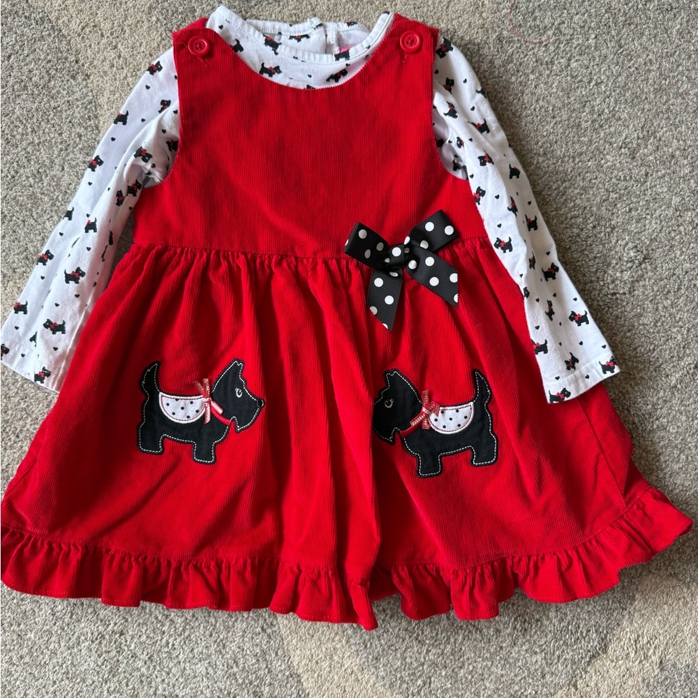 Adorable Red Dress with Scottie Dog Design